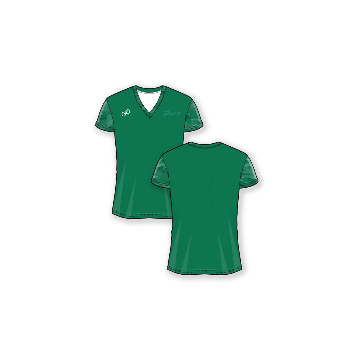 Tulane Women's Camo V-Neck Cap Sleeve Tee