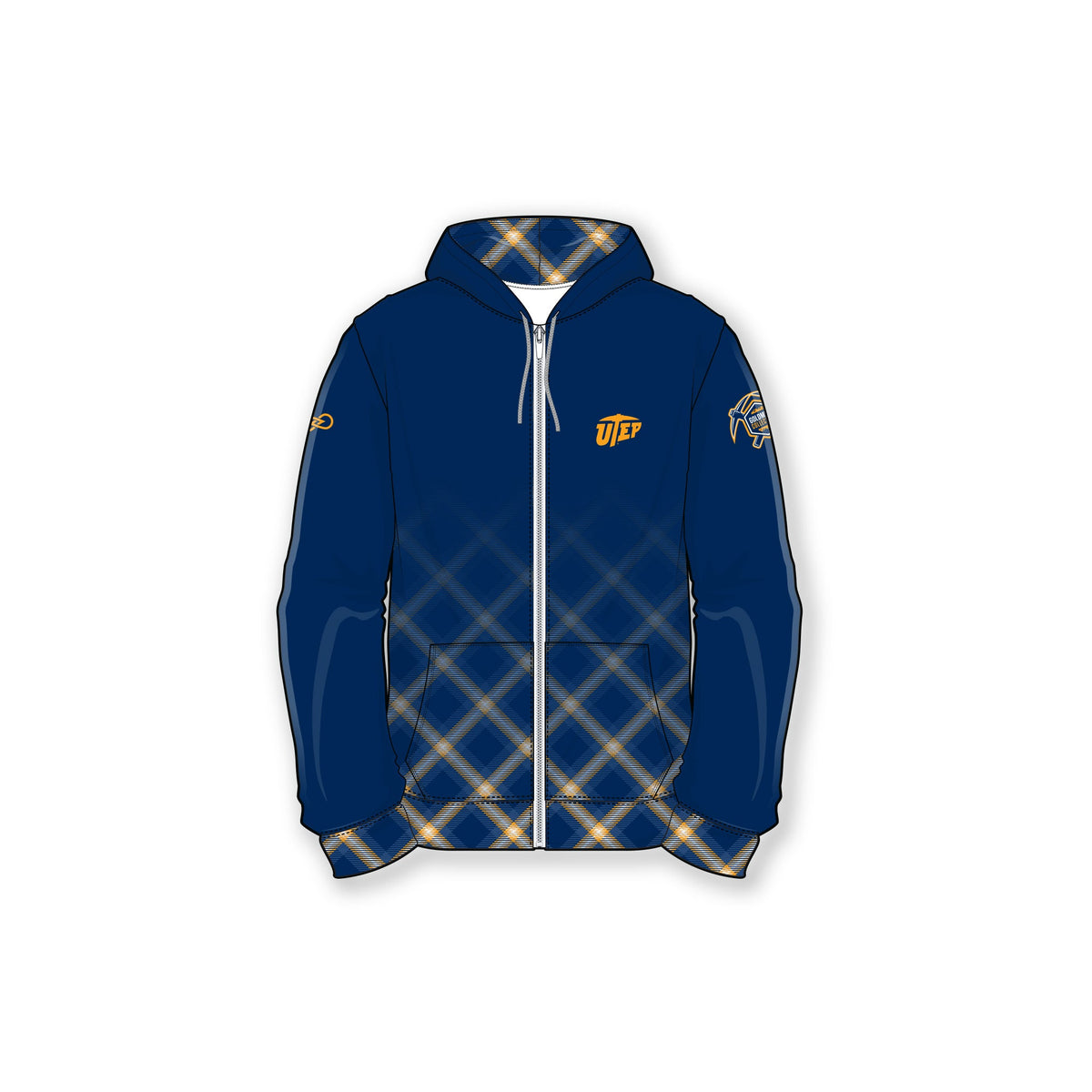 UTEP Plaid Blue Full Zip Hoodie