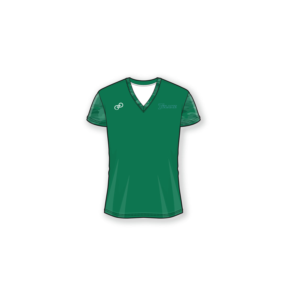 Tulane Women's Camo V-Neck Cap Sleeve Tee